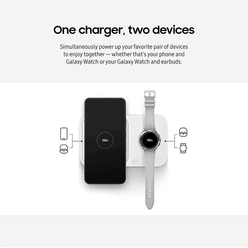 Samsung 15W Wireless Charger Duo w/ USB C Cable Black New